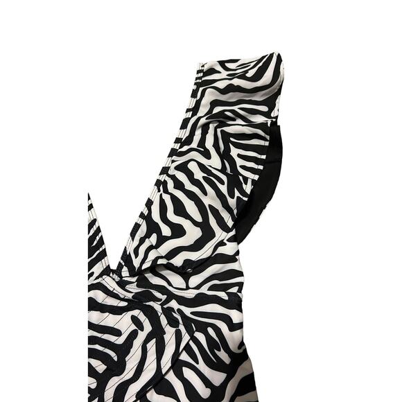 Women One Piece Swimsuit Sexy Zebra V Neck Small Swimwear Ruffle Bathing Beach - Picture 9 of 11